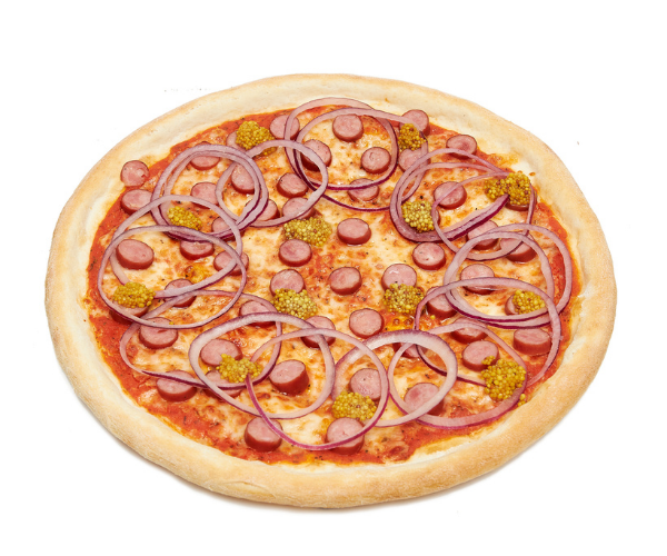 Акционная Пицца с охотничьими колбасками